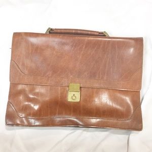 Vintage Brown Leather Attache/Laptop Bag